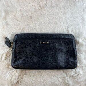 Coach Black Leather Zippered Wallet/Clutch One Size